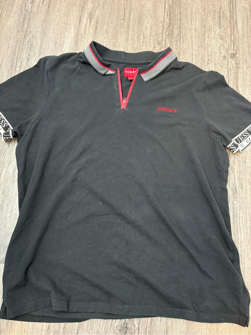 GUESS Black Polo with Red Accents